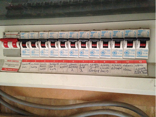 The old consumer unit in the Chiswick property
