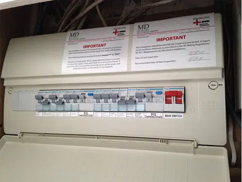 The replacement consumer unit we installed in Chiswick
